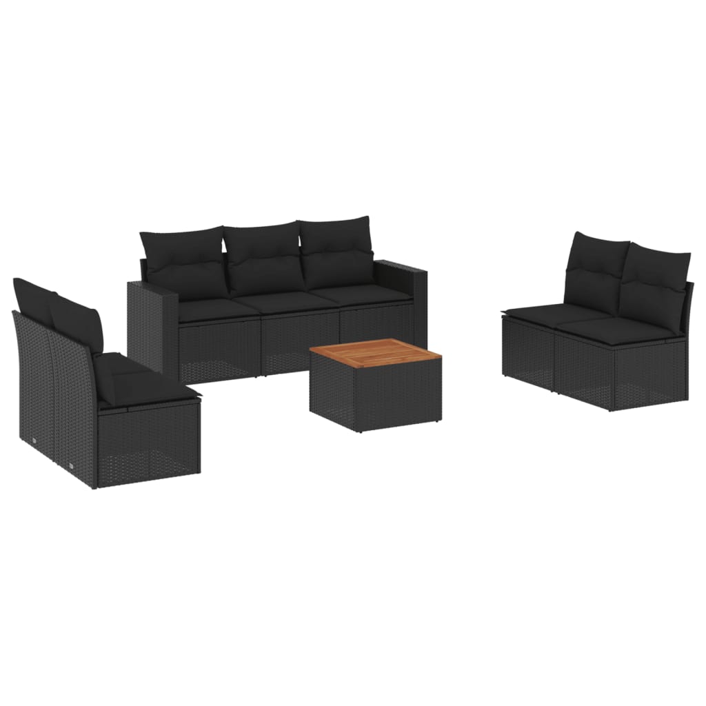 Set Divano da Giardino 8 pz con Cuscini Grigio in Polyrattan - immagine 2