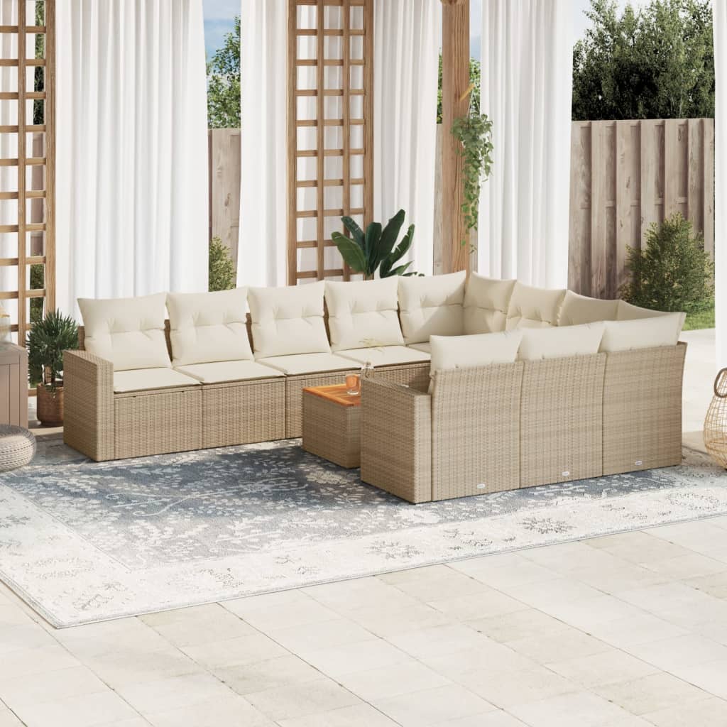 Set Divani da Giardino 11 pz con Cuscini in Polyrattan Grigio
