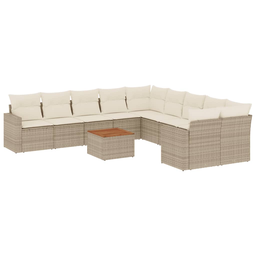 Set Divani da Giardino 11 pz con Cuscini in Polyrattan Grigio - immagine 2