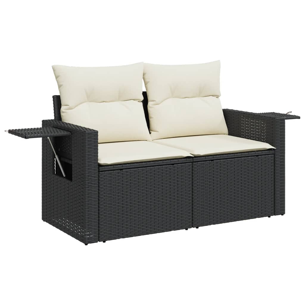 Set Divani da Giardino 9 pz con Cuscini Nero in Polyrattan - immagine 4