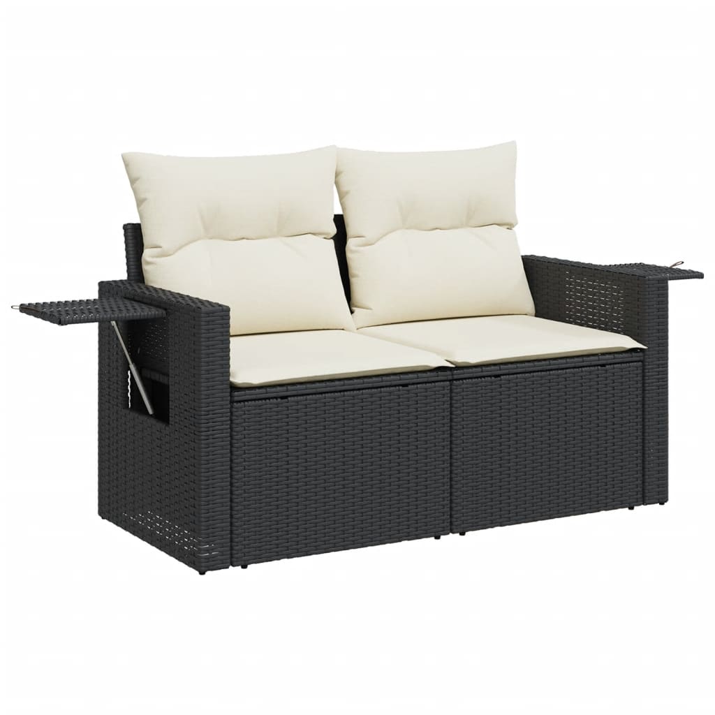 Set Divani da Giardino 9 pz con Cuscini Nero in Polyrattan - immagine 5