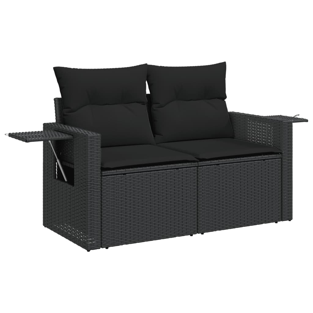 Set Divani da Giardino 12 pz con Cuscini Nero in Polyrattan - immagine 6