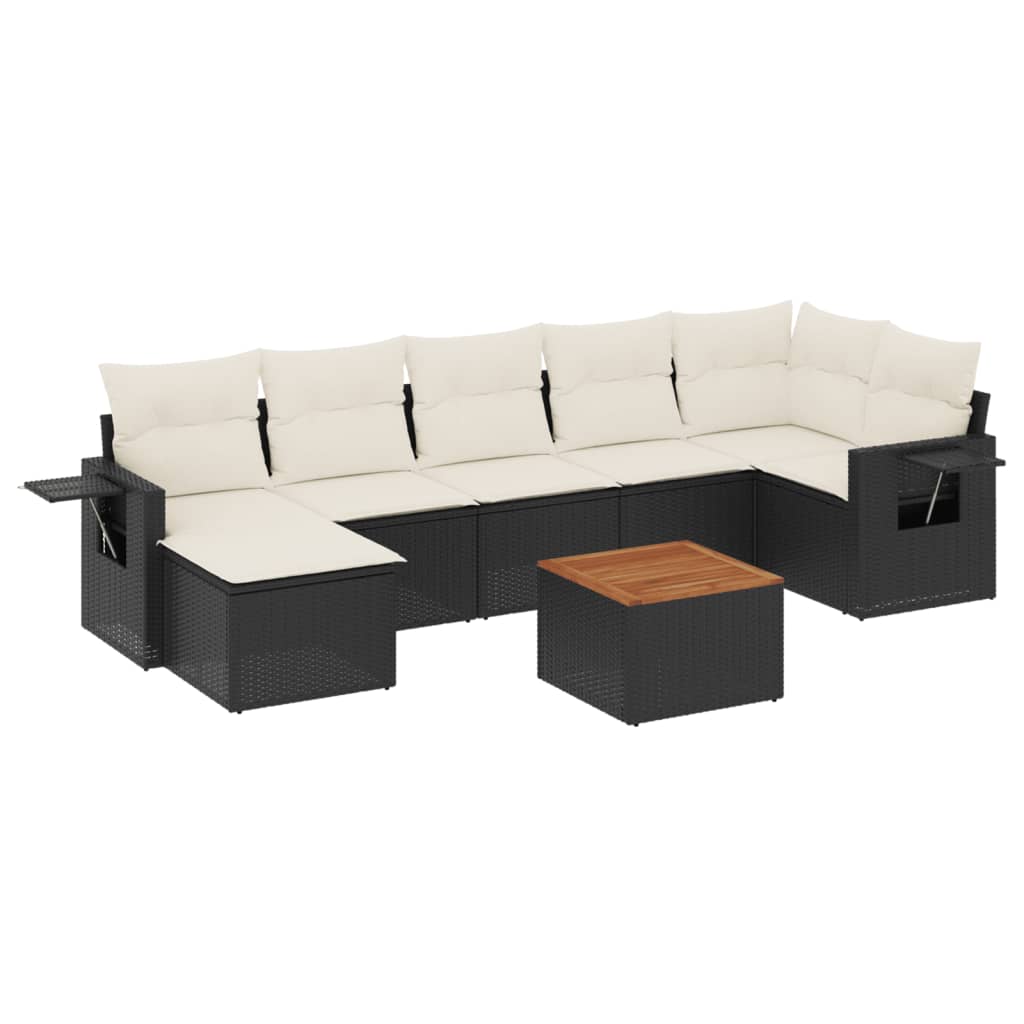 Set Divani da Giardino con Cuscini 8 pz Nero in Polyrattan - immagine 2