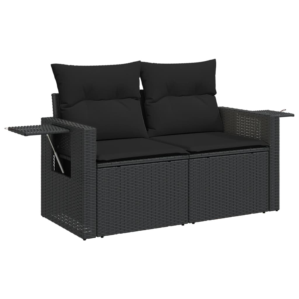 Set Divani da Giardino 11 pz con Cuscini in Polyrattan Nero - immagine 3
