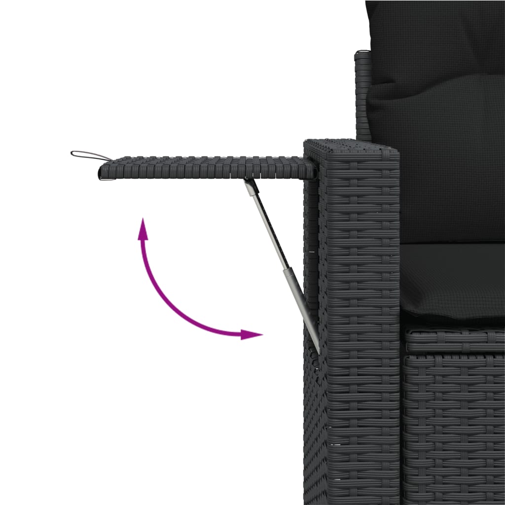 Set Divani da Giardino 11 pz con Cuscini in Polyrattan Nero - immagine 7