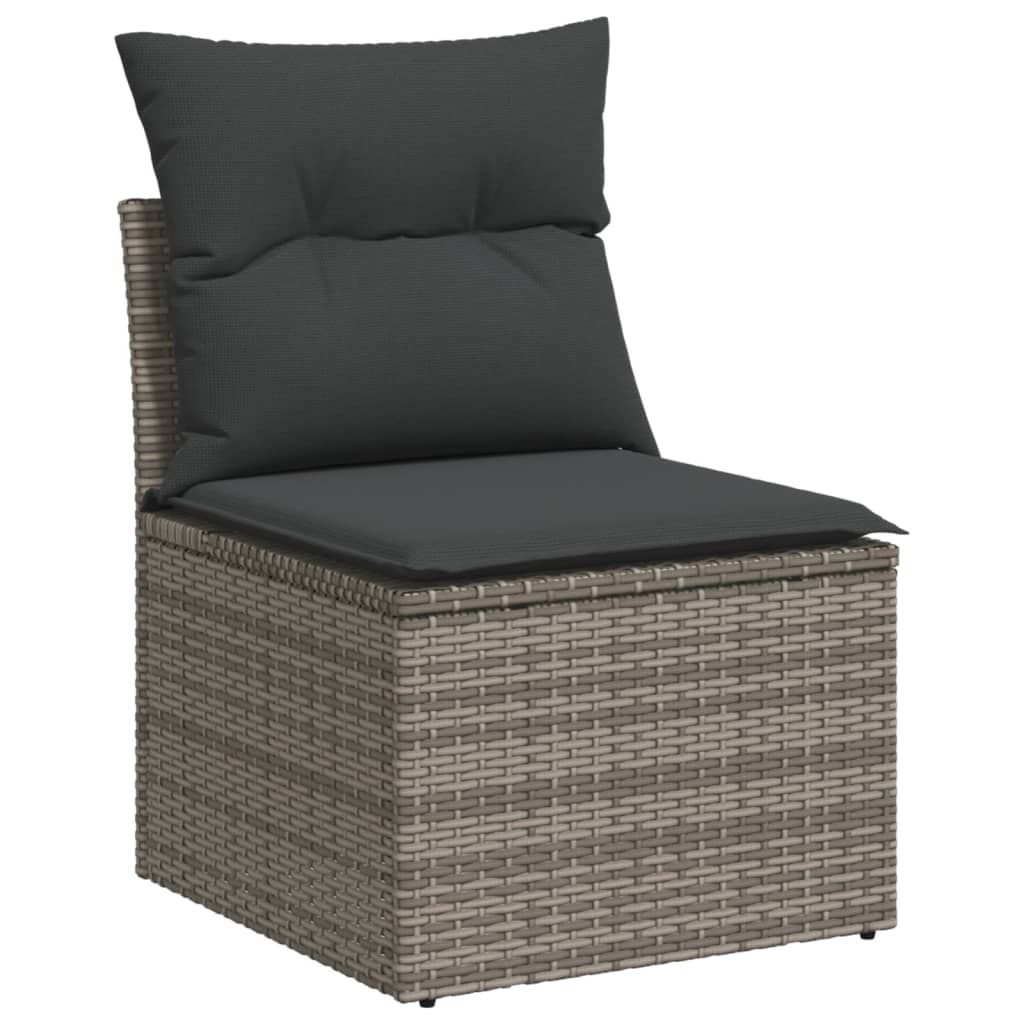 Set Divano da Giardino 10 pz con Cuscini Grigio in Polyrattan - immagine 5