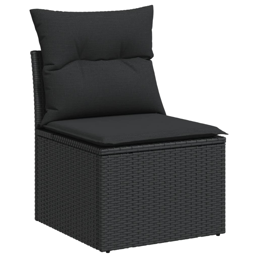 Set Divani da Giardino 14pz con Cuscini in Polyrattan Nero - immagine 4
