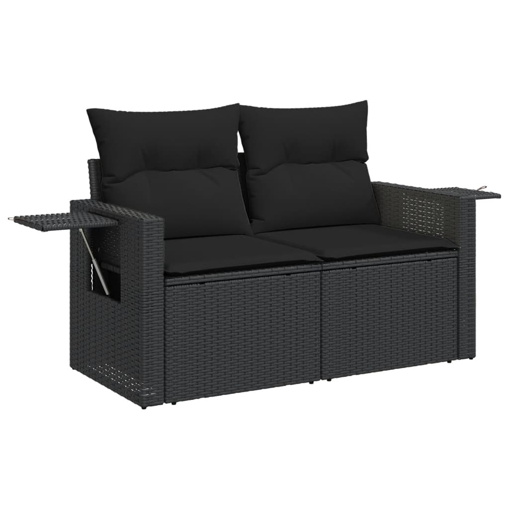 Set Divani da Giardino 14pz con Cuscini in Polyrattan Nero - immagine 6