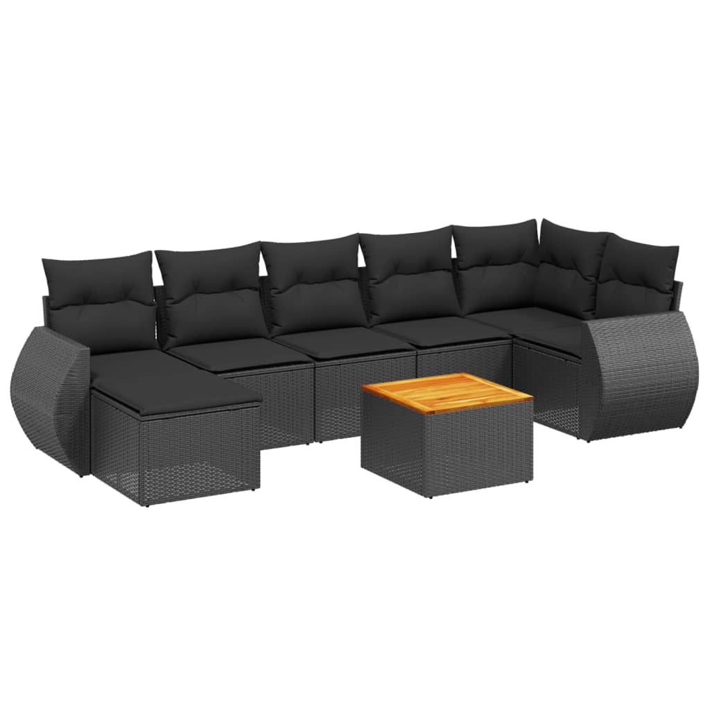 Set Divani da Giardino con Cuscini 8 pz Nero in Polyrattan - immagine 2
