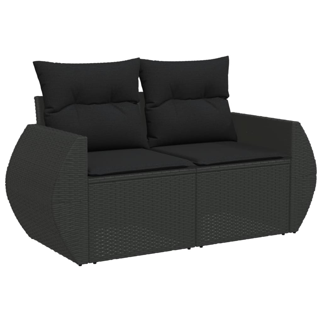 Set Divani da Giardino con Cuscini 8 pz Nero in Polyrattan - immagine 3