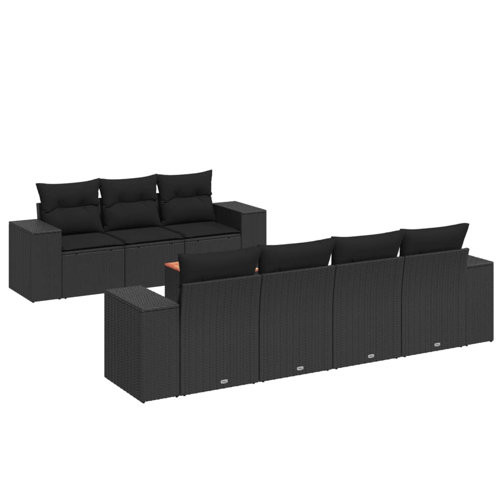 Set Divani da Giardino con Cuscini 8 pz Nero in Polyrattan - immagine 2