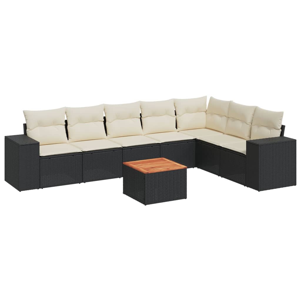 Set Divani da Giardino con Cuscini 8 pz Nero in Polyrattan - immagine 2