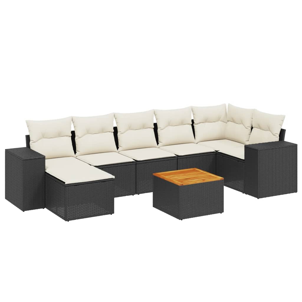 Set Divani da Giardino con Cuscini 8 pz Nero in Polyrattan - immagine 2