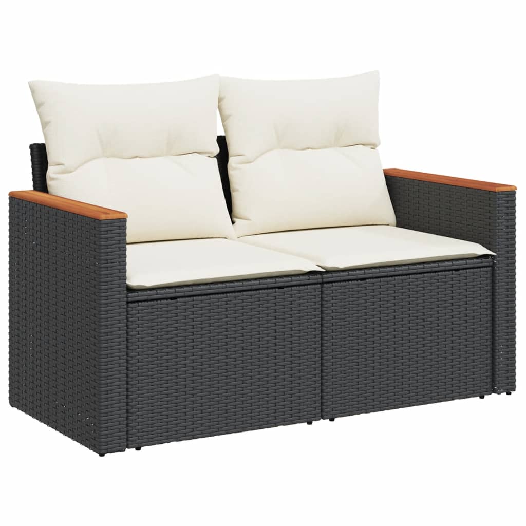 Set Divano da Giardino 6 pz con Cuscini Nero in Polyrattan - immagine 3