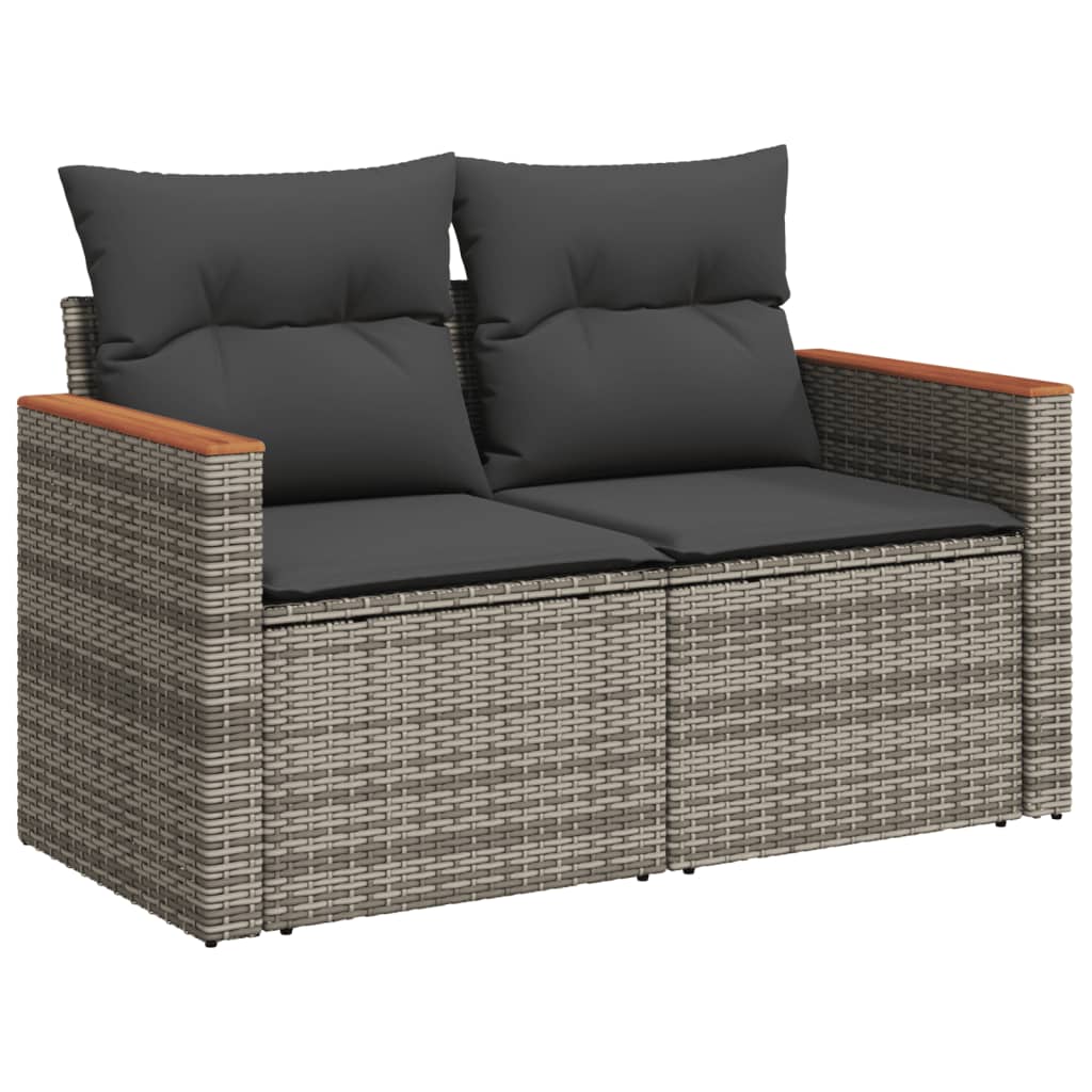 Set Divani da Giardino 7 pz con Cuscini Grigio in Polyrattan - immagine 3