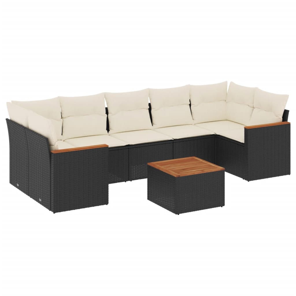 Set Divani da Giardino con Cuscini 8 pz Nero in Polyrattan - immagine 2