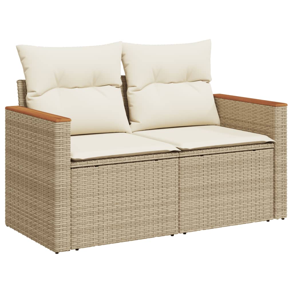 Set Divano da Giardino 5 pz con Cuscini Beige in Polyrattan - immagine 3
