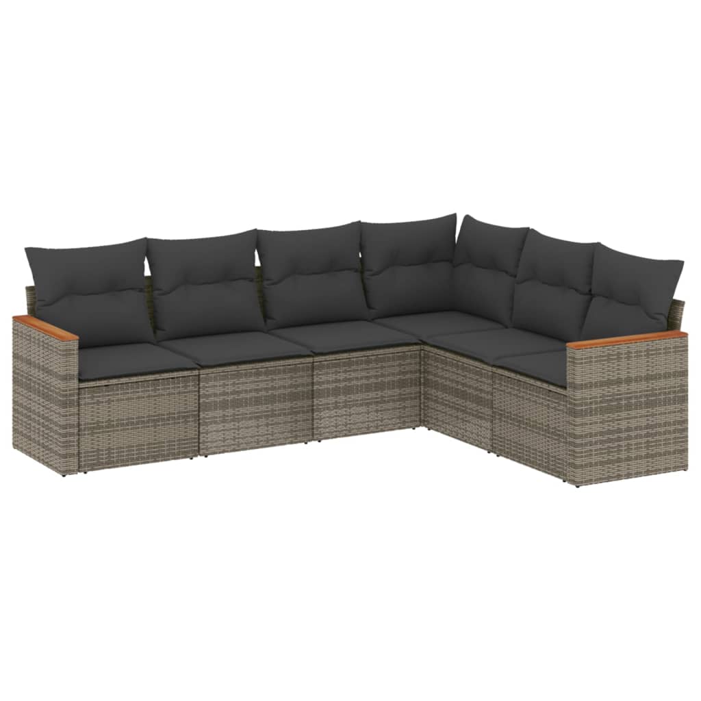 Set Divano da Giardino 6 pz con Cuscini Grigio in Polyrattan - immagine 2