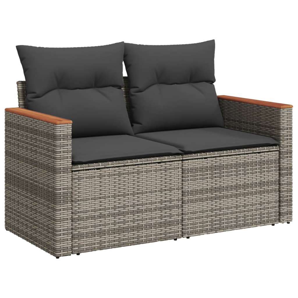 Set Divano da Giardino 6 pz con Cuscini Grigio in Polyrattan - immagine 3