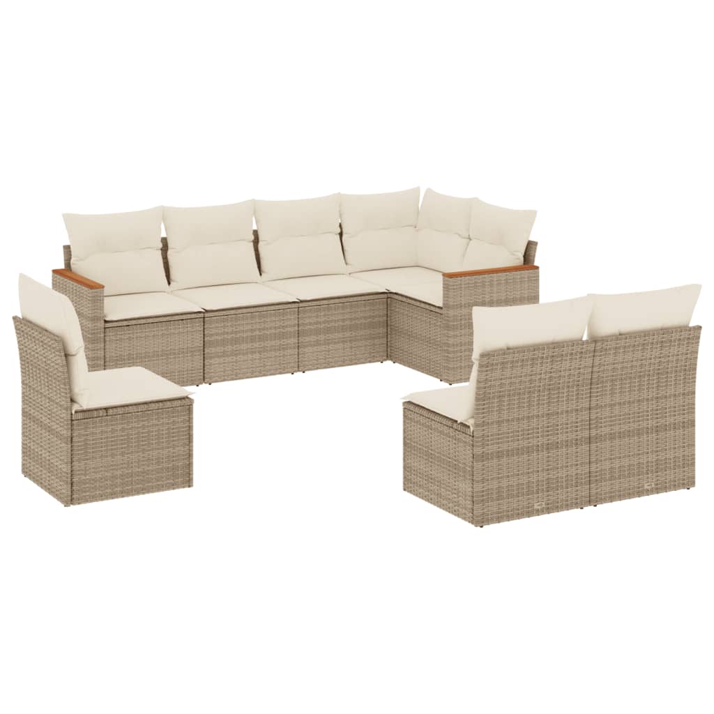 Set Divano da Giardino 8 pz con Cuscini Beige in Polyrattan - immagine 2