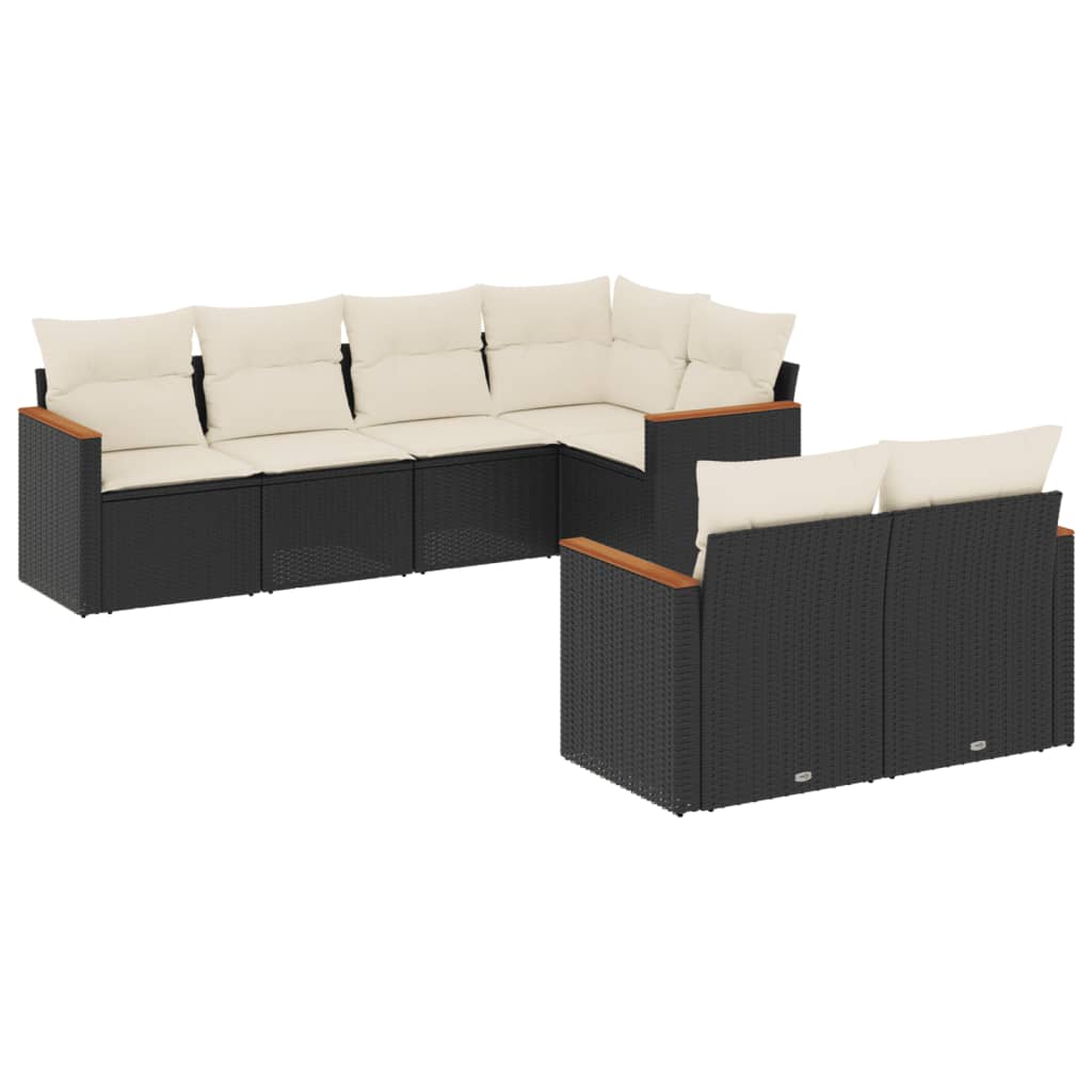 Set Divani da Giardino con Cuscini 7pz Nero Polyrattan - immagine 2