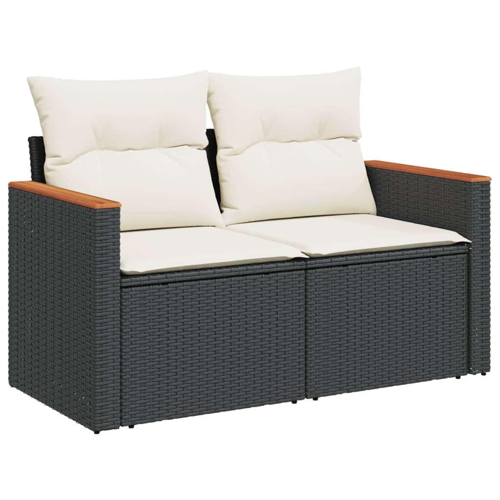 Set Divani da Giardino con Cuscini 7pz Nero Polyrattan - immagine 5