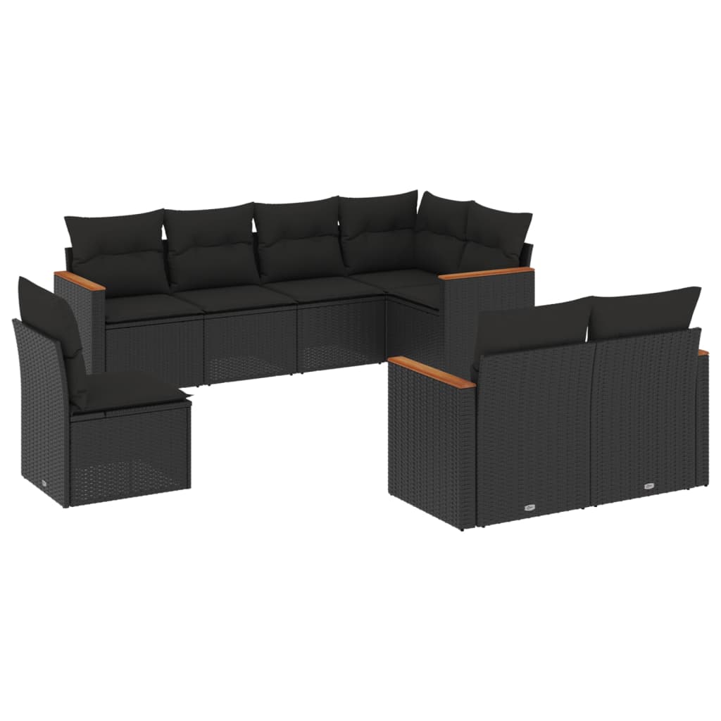 Set Divani da Giardino con Cuscini 8 pz Nero in Polyrattan - immagine 2