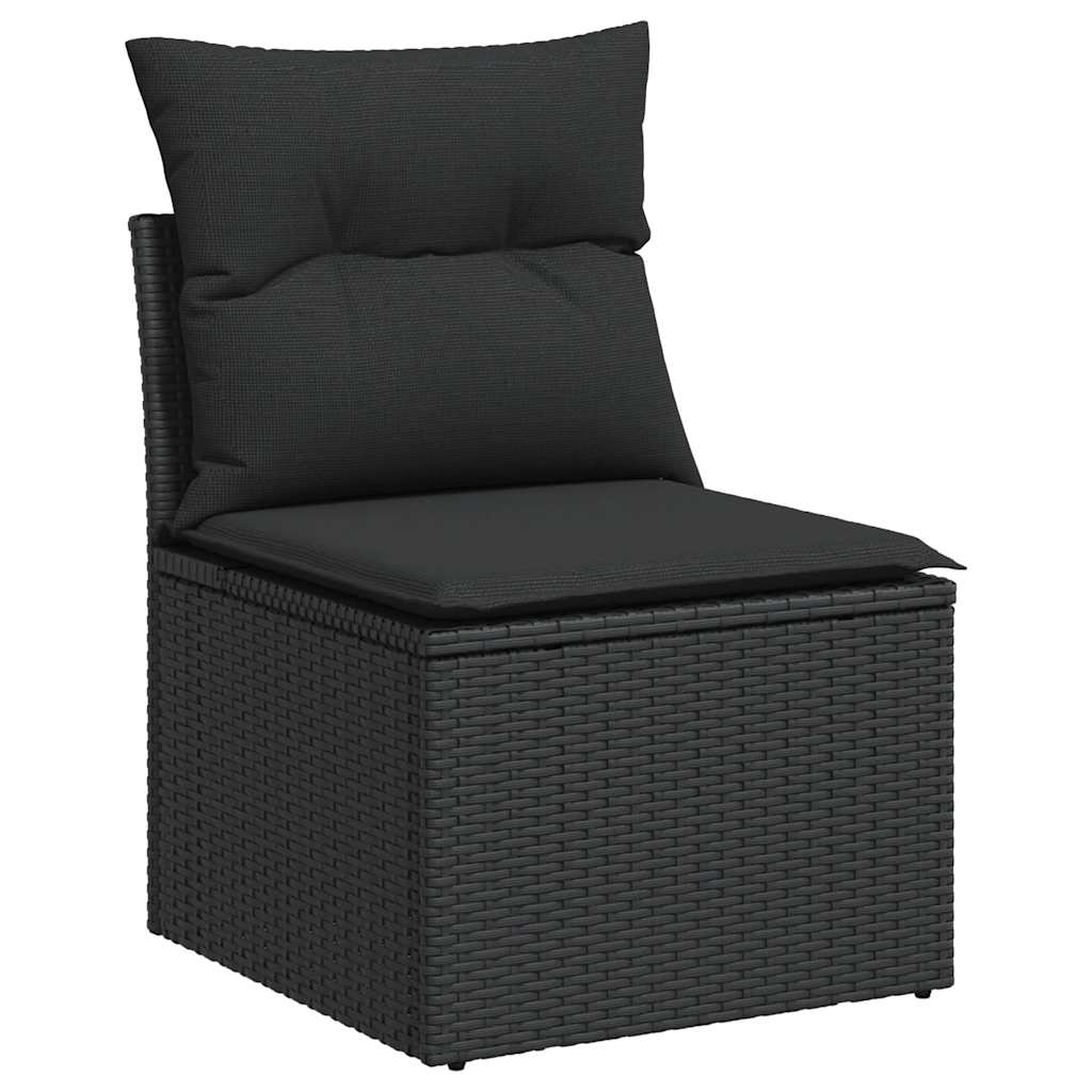 Set Divani da Giardino 11 pz con Cuscini in Polyrattan Nero - immagine 3