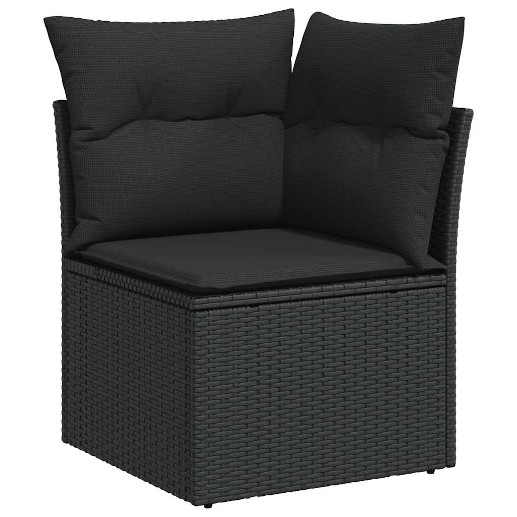 Set Divani da Giardino 11 pz con Cuscini in Polyrattan Nero - immagine 4
