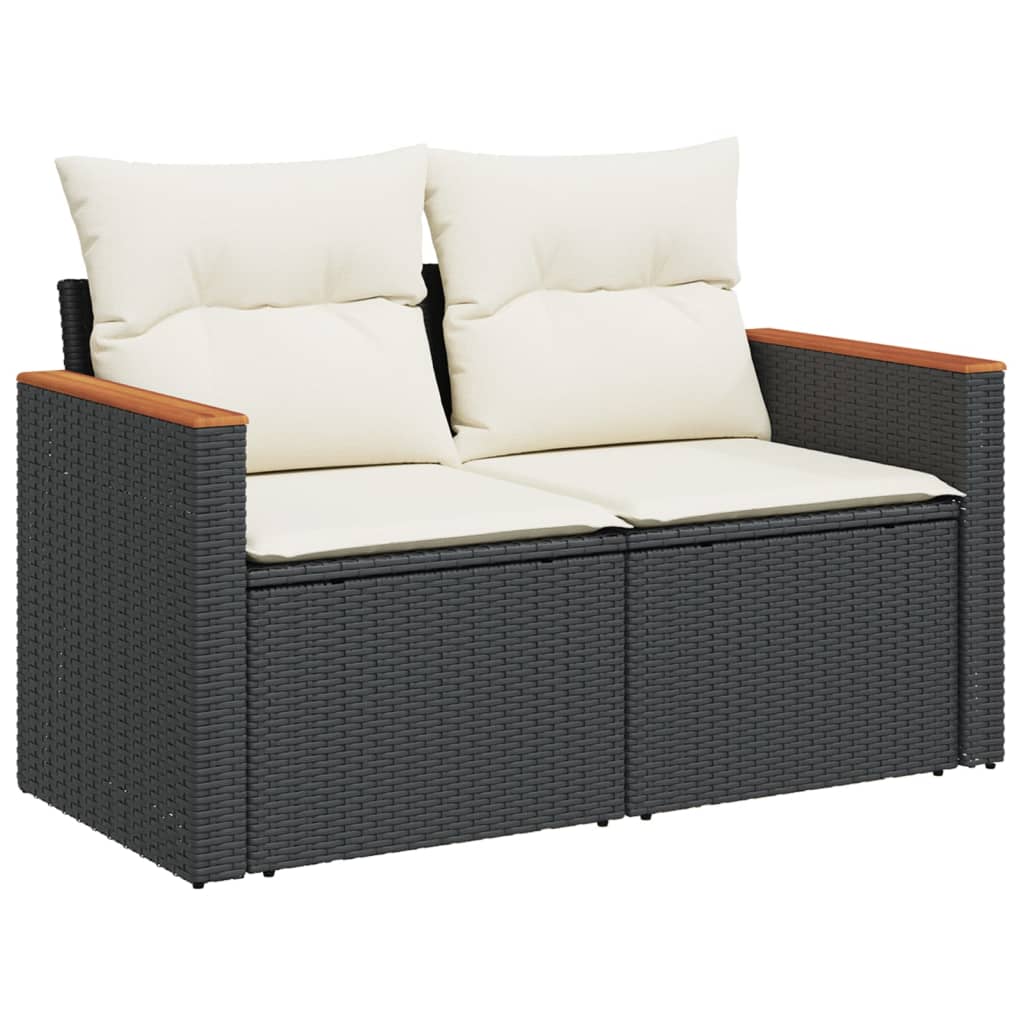 Set Divani da Giardino 13pz con Cuscini Nero in Polyrattan - immagine 4