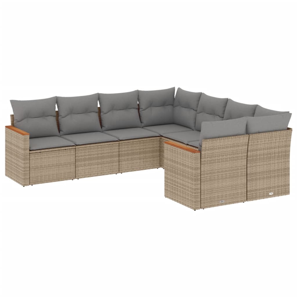 Set Divani da Giardino con Cuscini 8 pz Nero in Polyrattan - immagine 2