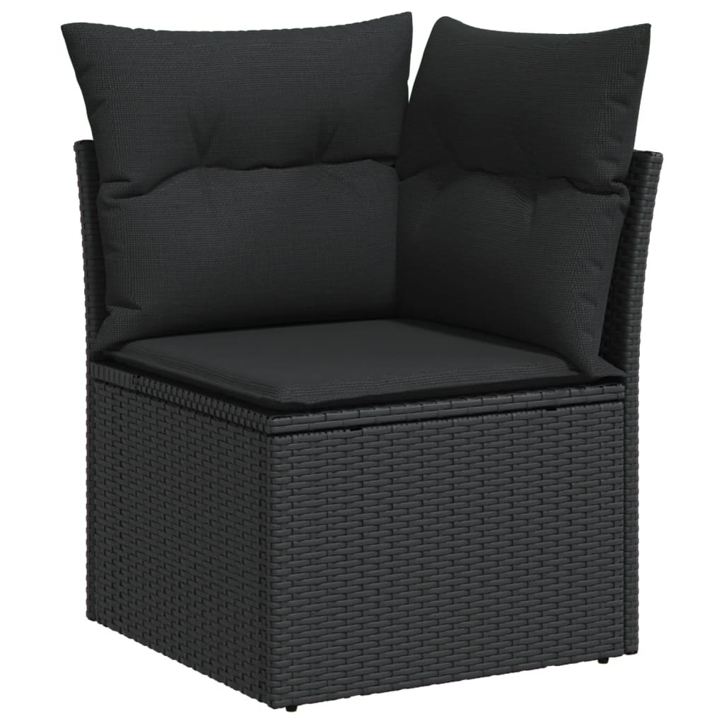 Set Divani da Giardino 5 pz con Cuscini in Polyrattan Nero - immagine 4