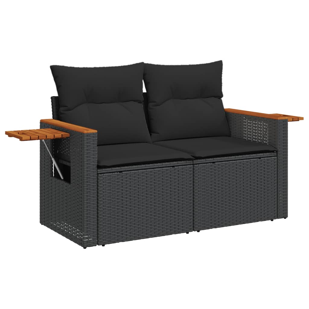 Set Divani da Giardino con Cuscini 7pz Nero Polyrattan - immagine 5