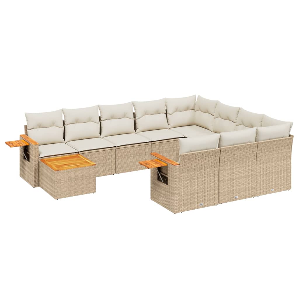 Set Divani da Giardino 11 pz con Cuscini in Polyrattan Nero - immagine 2