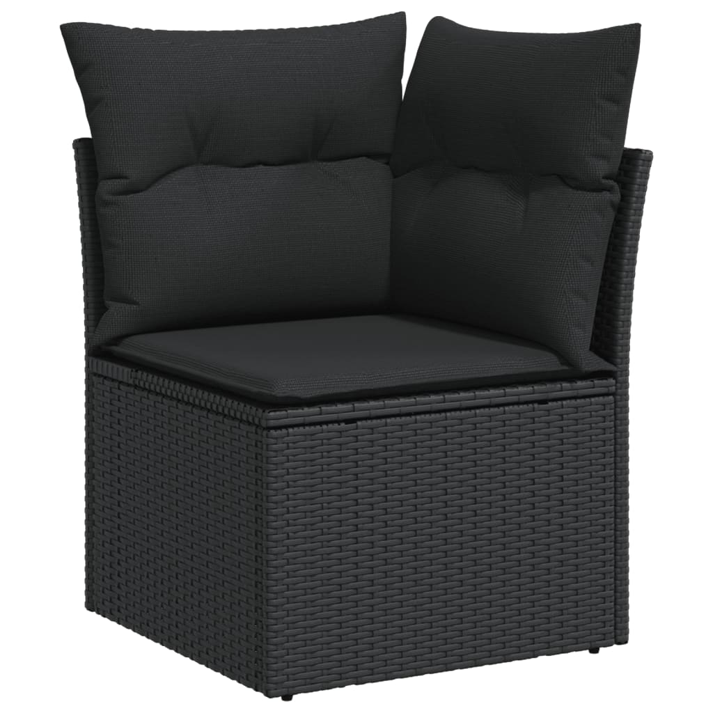 Set Divani da Giardino 11 pz con Cuscini in Polyrattan Nero - immagine 4