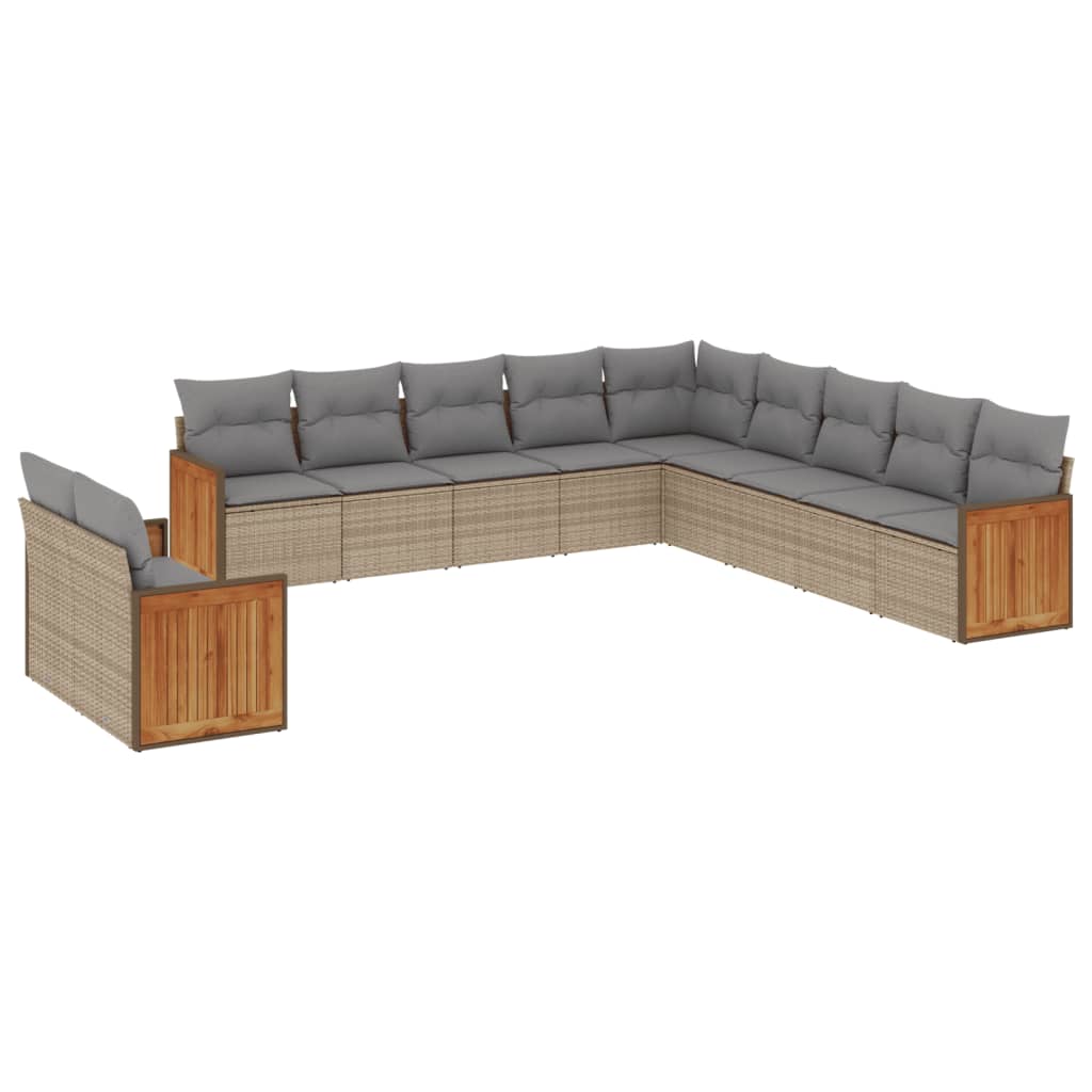 Set Divani da Giardino 11 pz con Cuscini in Polyrattan Nero - immagine 2
