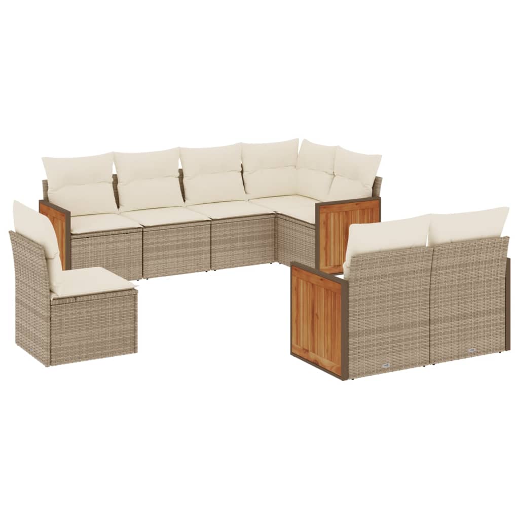 Set Divano da Giardino 8 pz con Cuscini Beige in Polyrattan - immagine 2