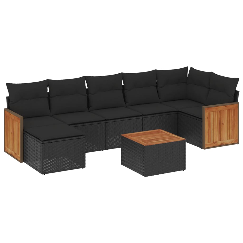 Set Divani da Giardino con Cuscini 8 pz Nero in Polyrattan - immagine 2