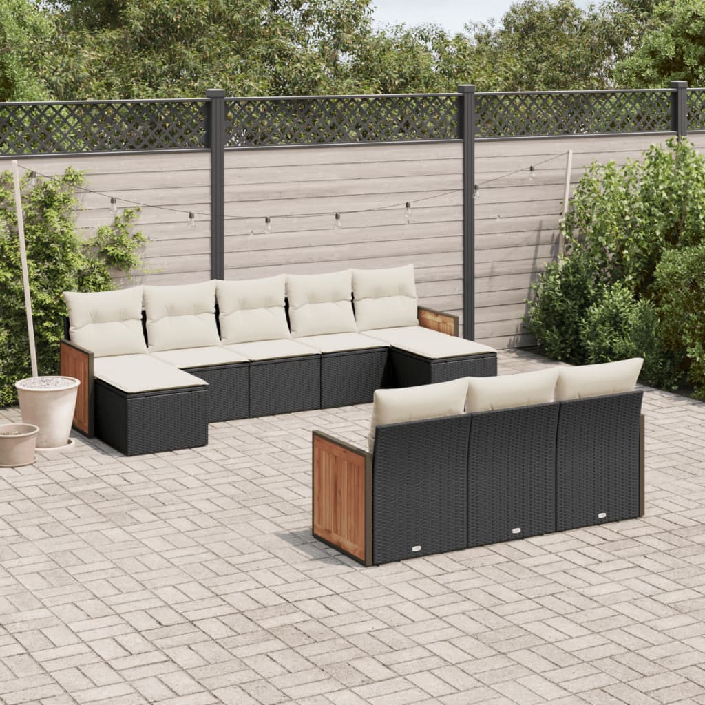 Set Divano da Giardino 10 pz con Cuscini Grigio in Polyrattan