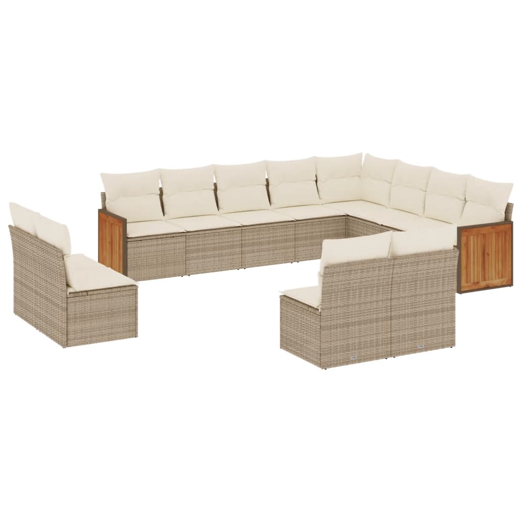 Set Divani da Giardino 12 pz con Cuscini Beige in Polyrattan - immagine 2