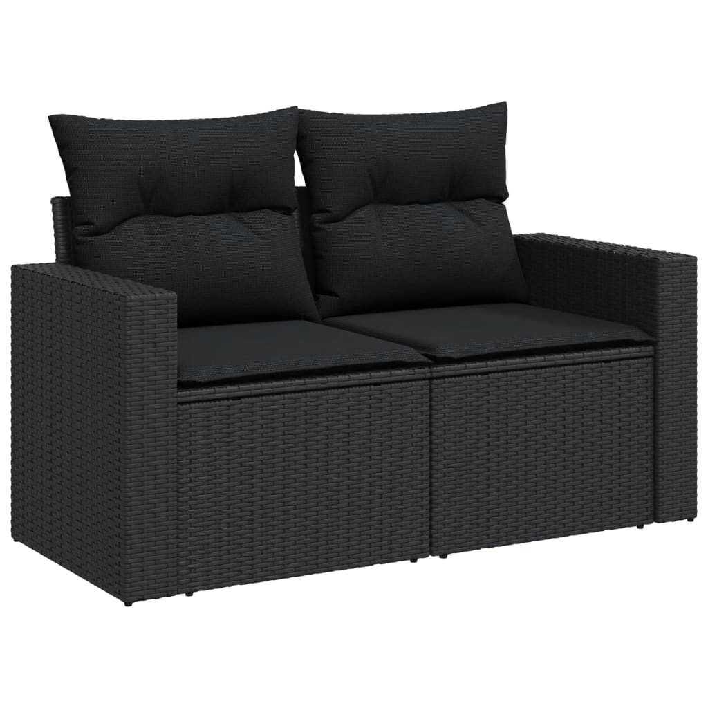 Set Divani da Giardino 11 pz con Cuscini in Polyrattan Nero - immagine 3