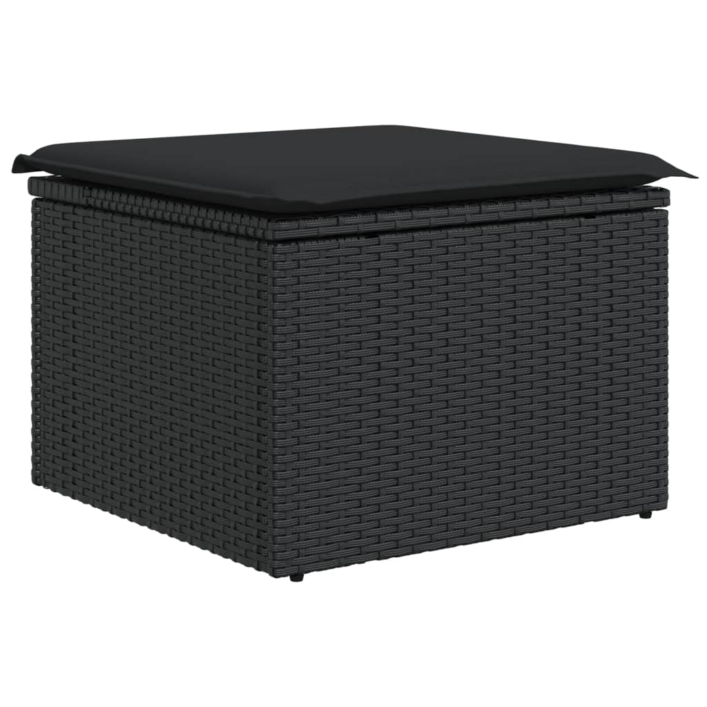 Set Divani da Giardino 11 pz con Cuscini in Polyrattan Nero - immagine 5