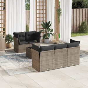 Set Divano da Giardino 6 pz con Cuscini Grigio in Polyrattan