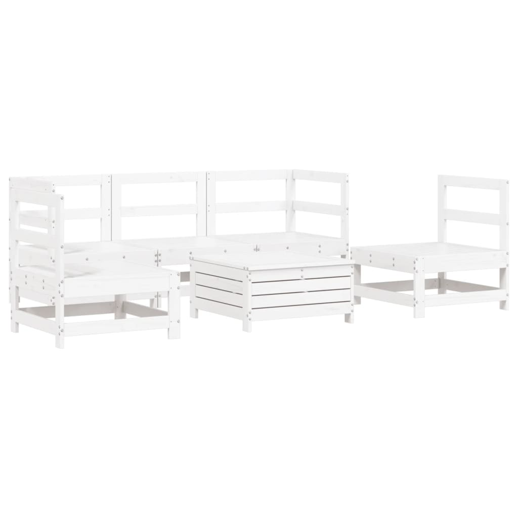 Set Divani da Giardino 6 pz Bianco in Legno Massello di Pino - immagine 2
