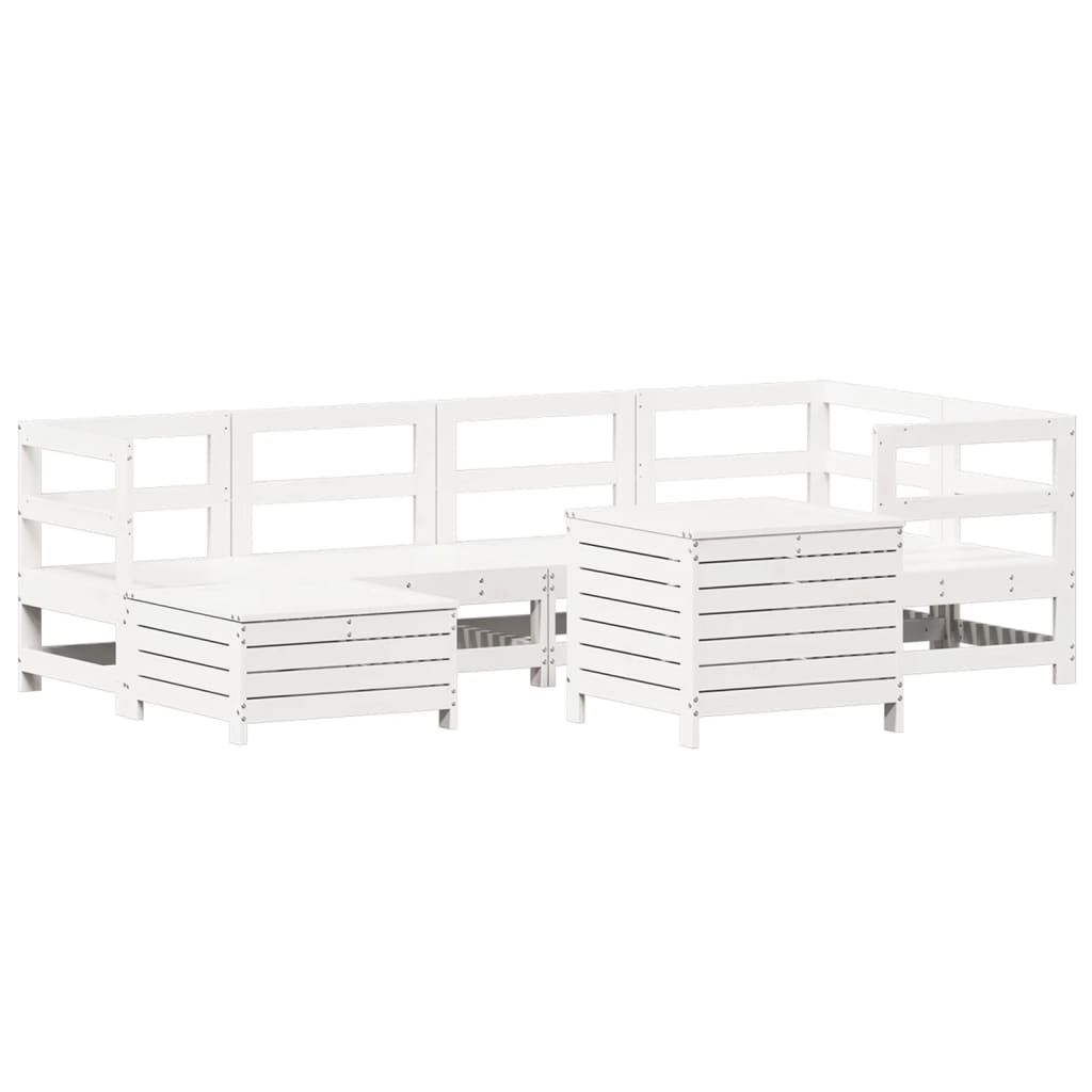 Set Divani da Giardino 7 pz Bianco in Legno Massello di Pino - immagine 2