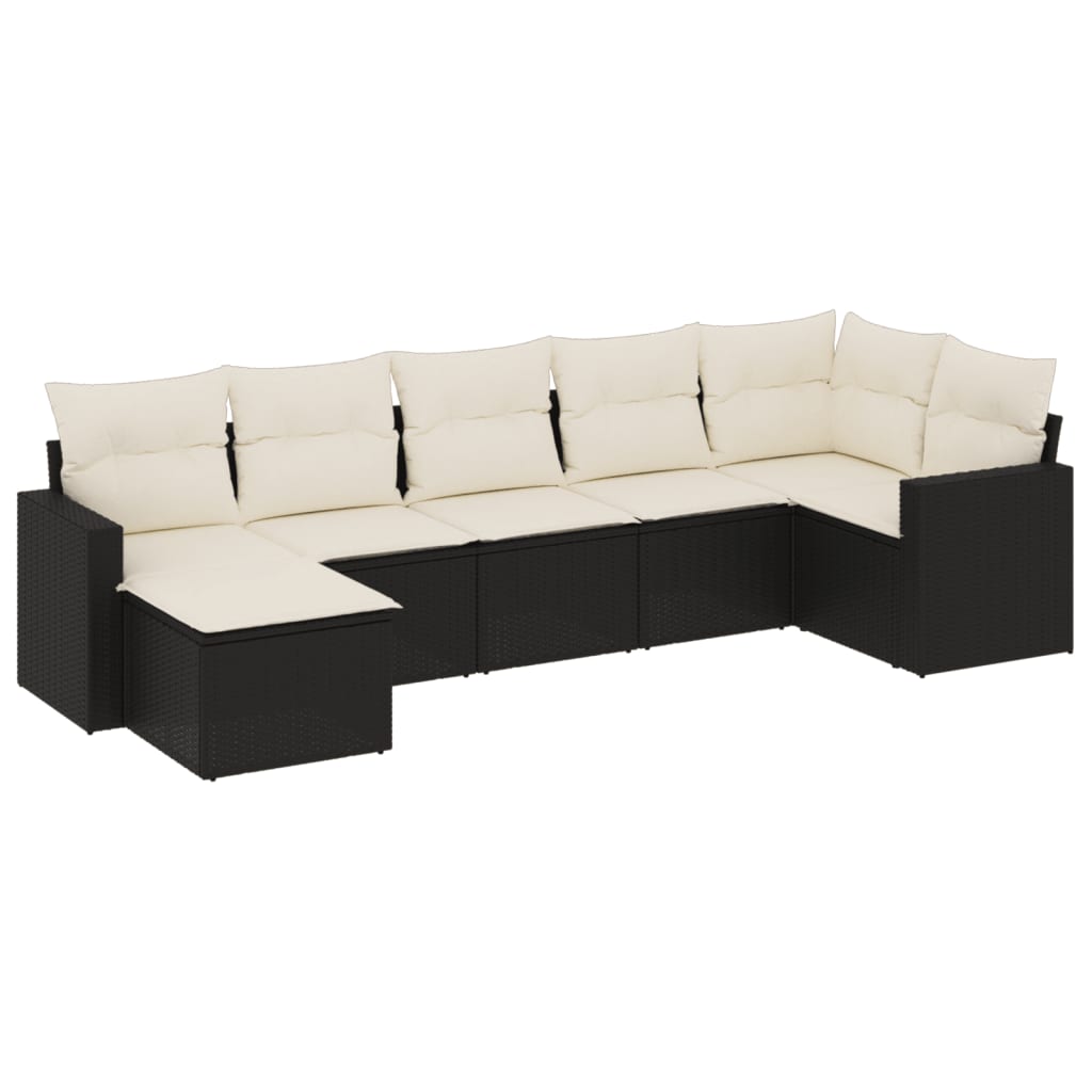 Set Divani da Giardino con Cuscini 7pz Nero Polyrattan - immagine 2