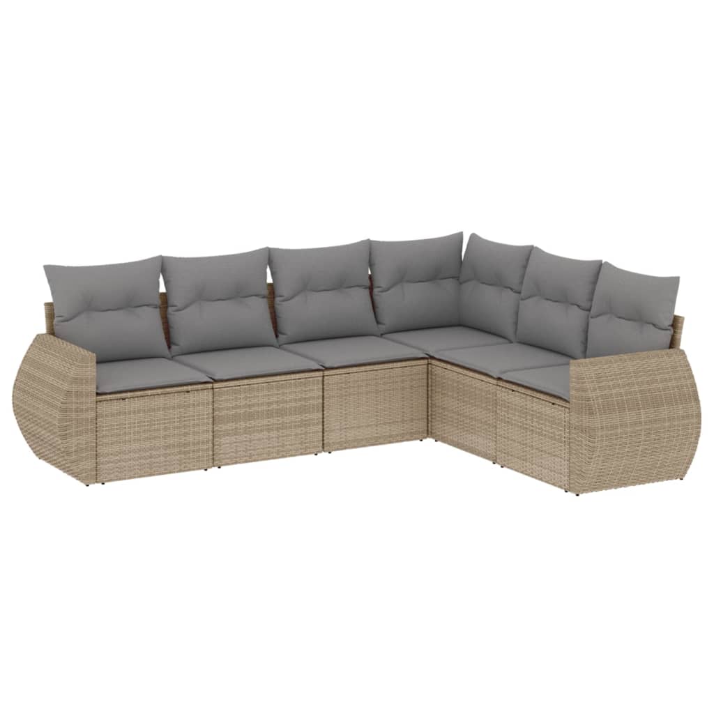 Set Divano da Giardino 6 pz con Cuscini Beige in Polyrattan - immagine 2