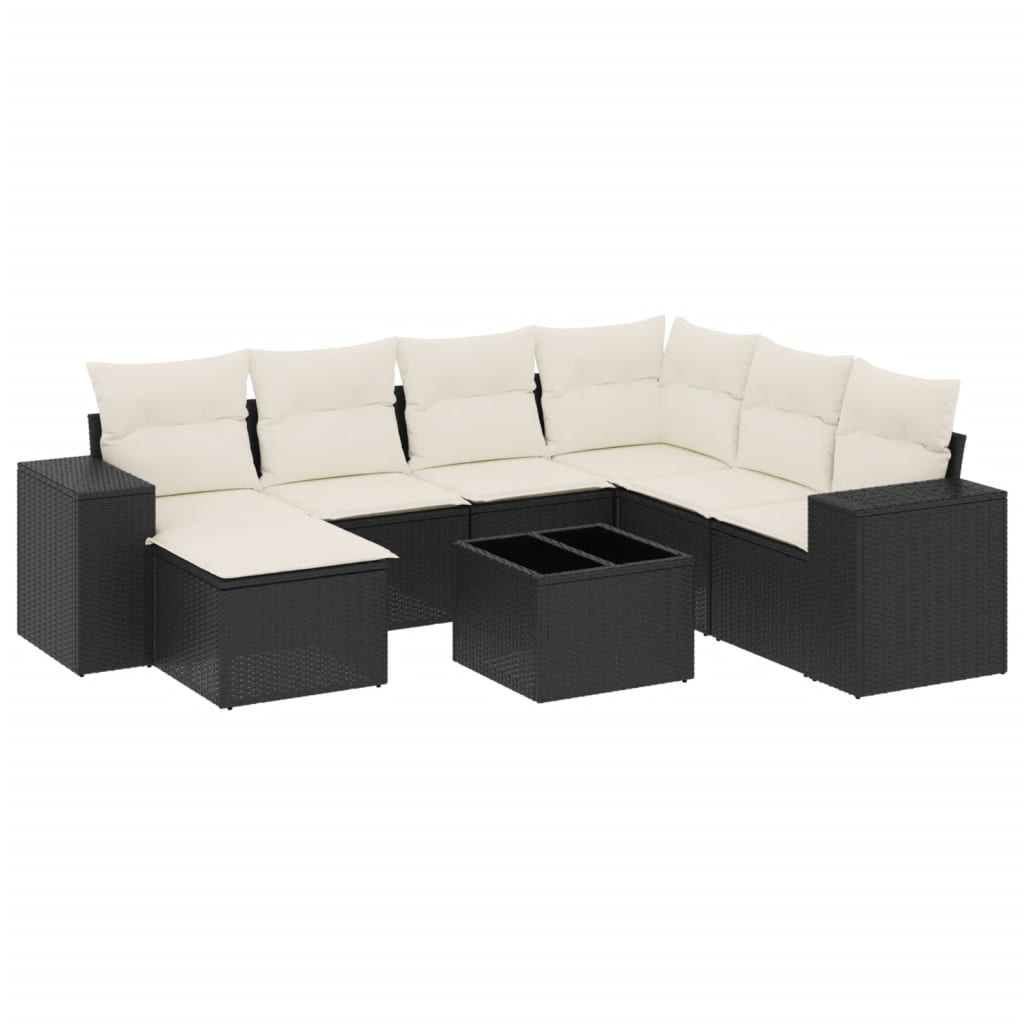 Set Divani da Giardino con Cuscini 8 pz Nero in Polyrattan - immagine 2