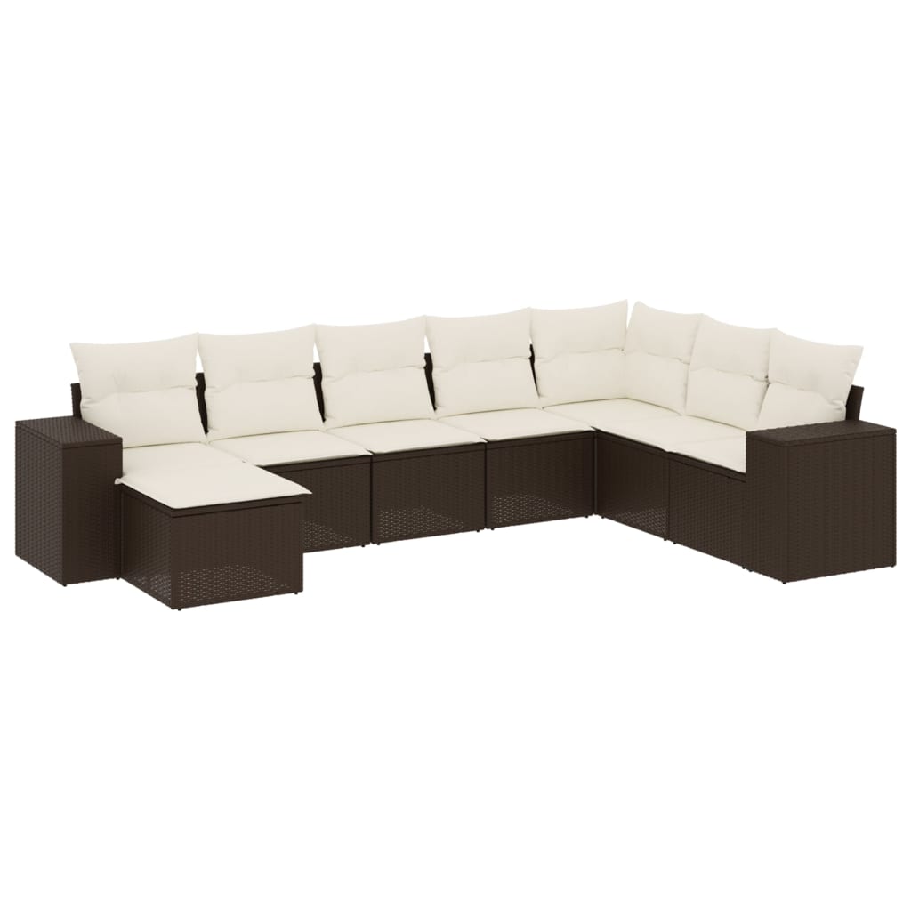 Set Divani da Giardino 9pz con Cuscini Marrone in Polyrattan - immagine 2