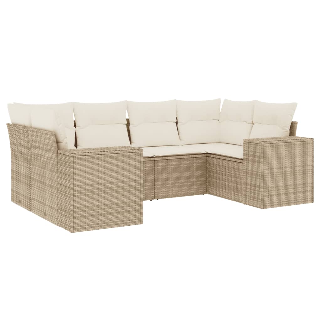 Set Divano da Giardino 6 pz con Cuscini Beige in Polyrattan - immagine 2